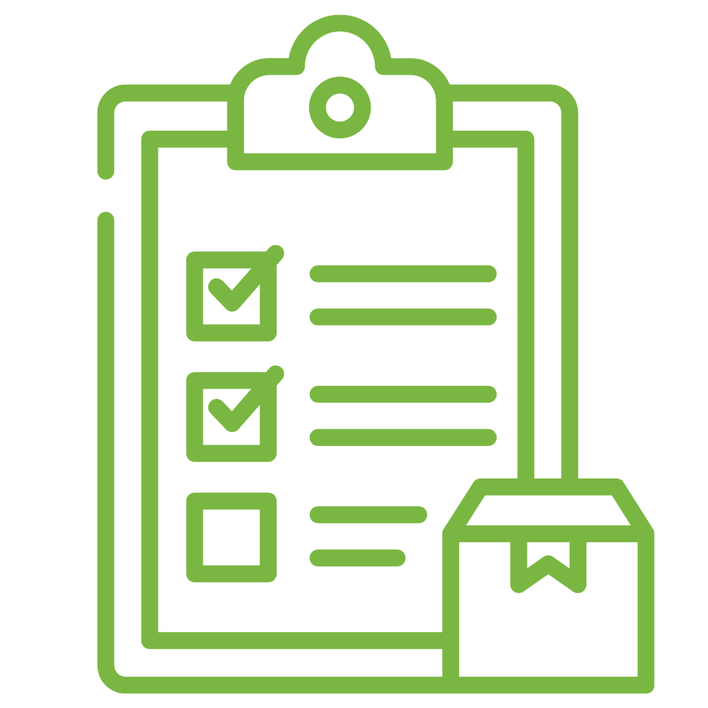 Clipboard icon with a box, illustrating automated report distribution.