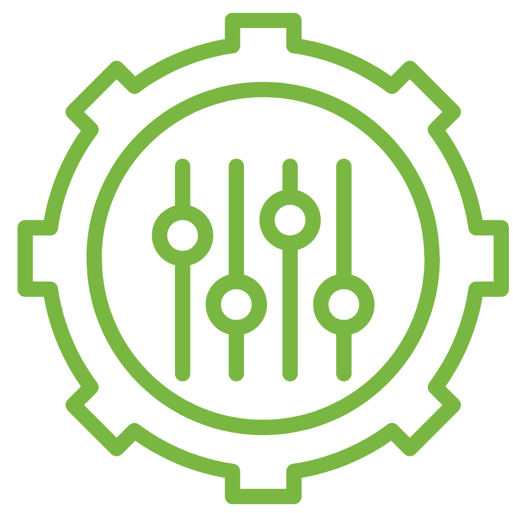 Gear with sliders icon, representing ad hoc services.